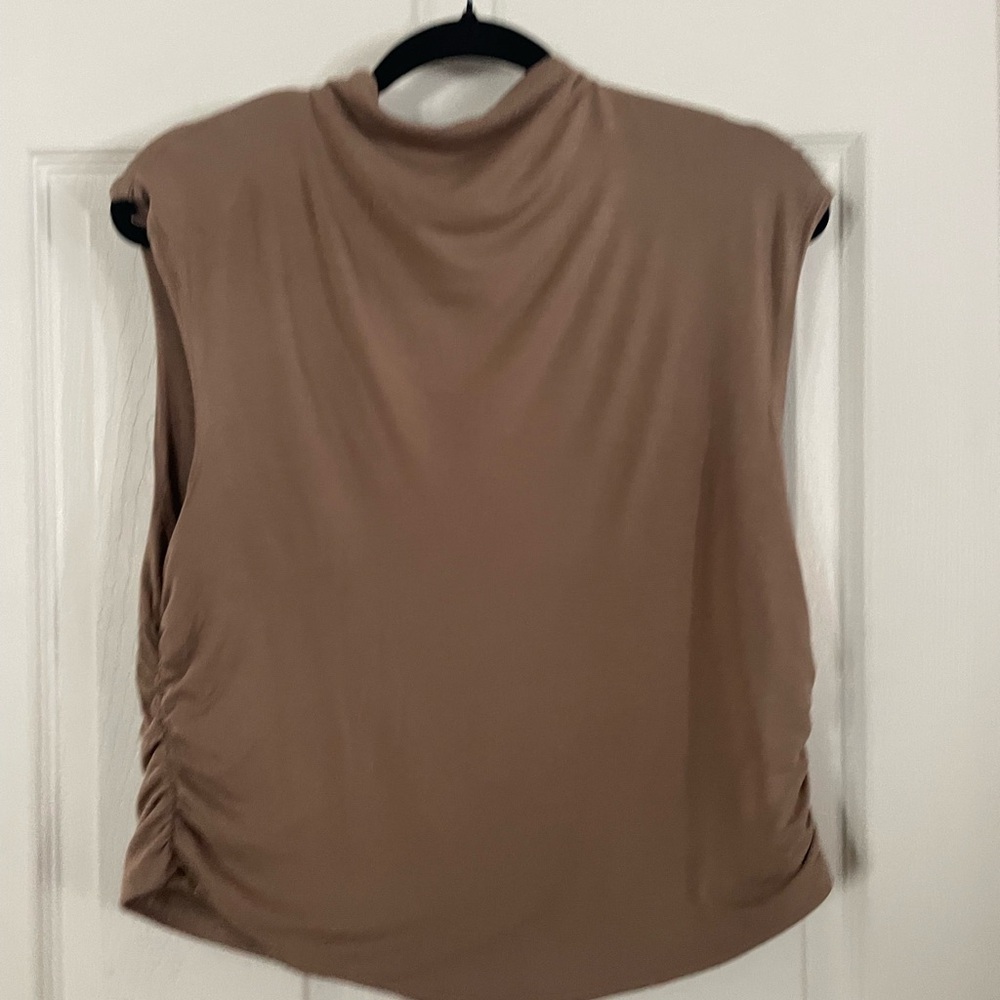 a new day Sleeveless Brown Beige Mock Neck Slleveless Top Large